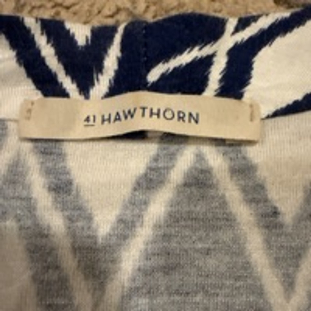 Women's 41 HAWTHORN Top Size L Blue White Sleeveless - Picture 3 of 7